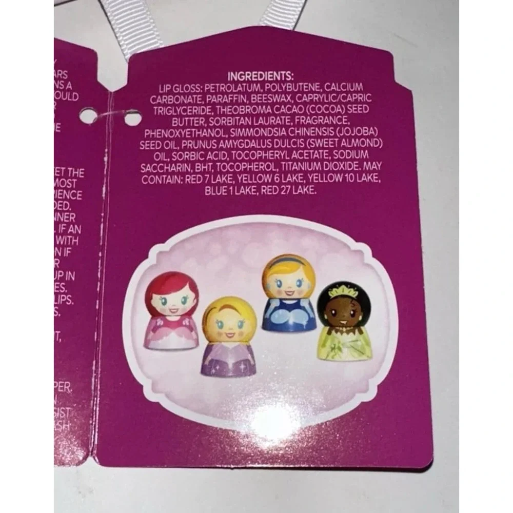 Disney Princess Flavored Lip Gloss Set 4 Pack Ariel Rapunzel Cinderella Tiana